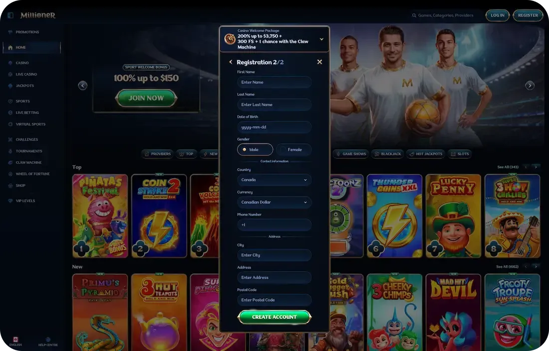 Millioner Login
